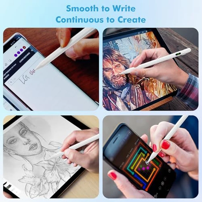 MoKo Stylus Pen for Touch Screen, Active Universal StylusPen Compatible with iPad/iPhone/Samsung(Non-S Pen) and Other iOS/Android Smartphone and Tablet Devices Tablet Pencil with Power Display, White by MoKo - Image 7