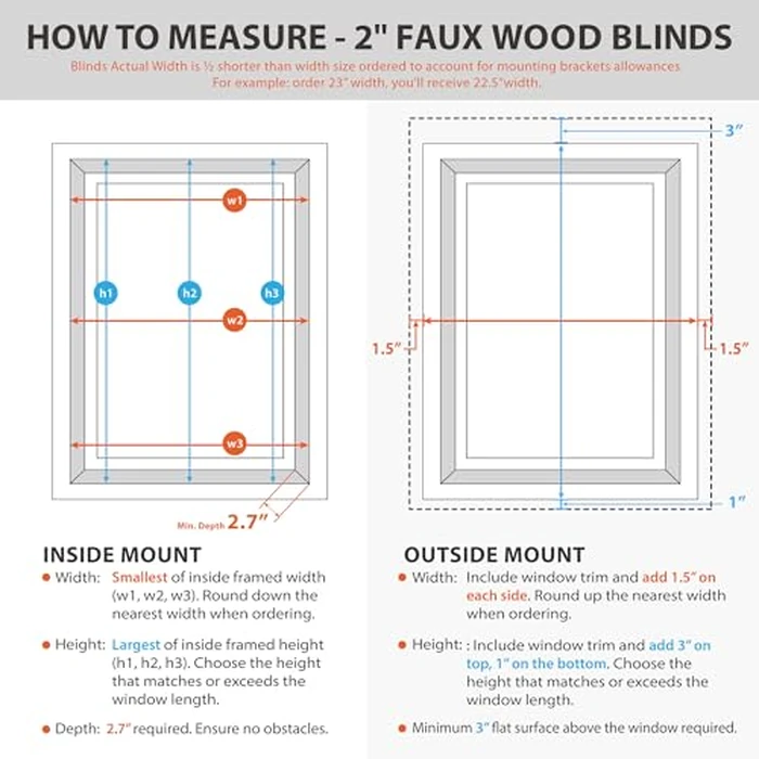 DEZ FURNISHINGS Cordless 2" Smooth Faux Wood Blind, 21.5" W x 60" H, Smooth White by DEZ Furnishings - Image 6