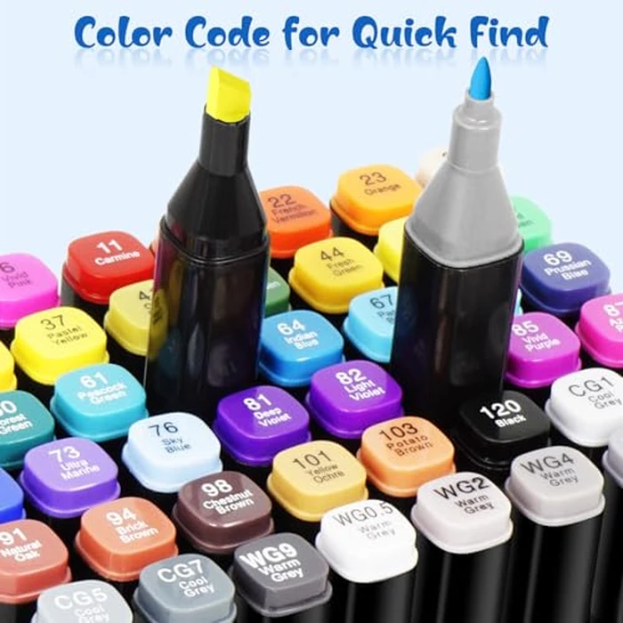 Alcohol Based Art Markers Set 80 Colors - Professional Double Sided Marcadores for Artist, Best Blendable Coloring Marker for Adults Coloring Books No Bleeding Illustration Drawing for Kids Gifts by Kebuye - Image 6
