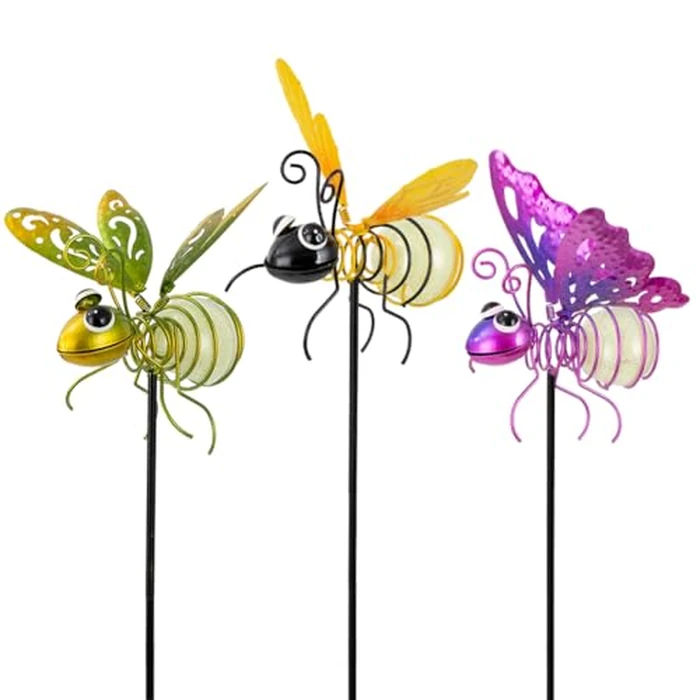 SATHGA Garden Decor for Outside,3 Pcs Luminous Insect Garden Decorative Stakes,Glow in The Dark Bee Lights Metal Yard Art,Waterproof Outdoor Spring Lawn Patio Pathway Decoration for Mom,Women,Grandma by SATHGA - Used - Like New condition