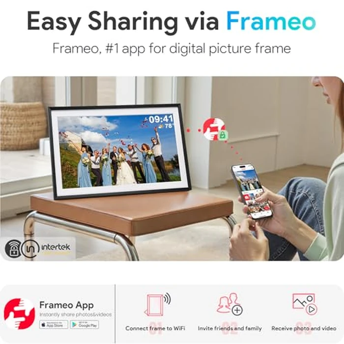 Skyrhyme 15.6'' Digital Picture Frame with 1920x1080 IPS Touch Screen, 32GB Frameo WiFi Digital Photo Frame, Share Photos/Videos and Send Best Wishes via Free App by SKYRHYME - Image 2