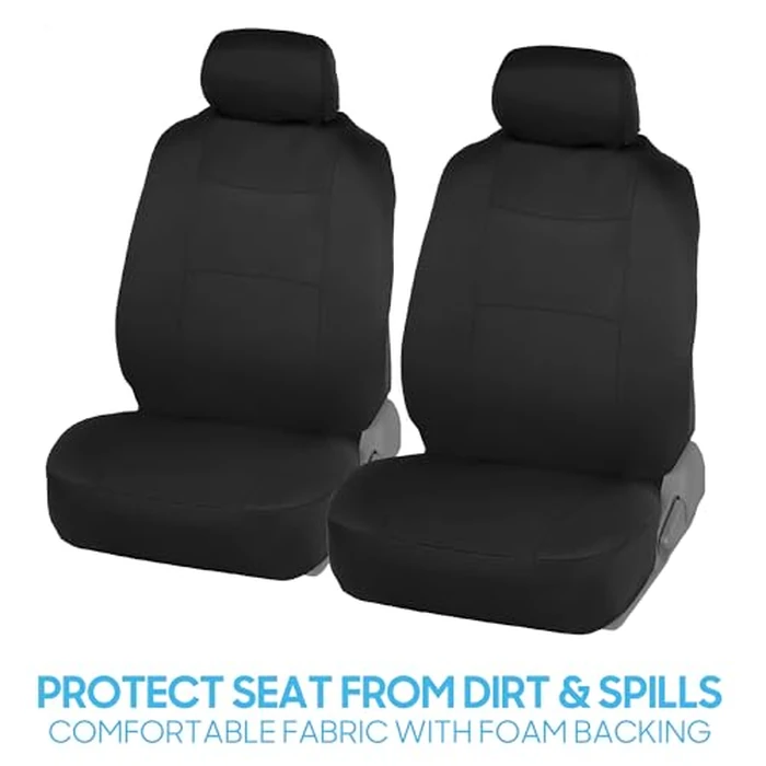 BDK PolyPro Car Seat Covers Full Set in Solid Black, Front and Rear Split Bench Seat Covers for Cars, Easy to Install Car Seats Cover Set and Accessories for Auto Trucks Van SUV - Solid Black by BDK - Image 3