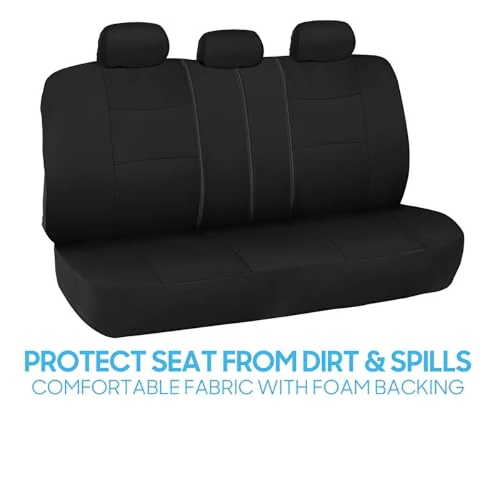BDK PolyPro Car Seat Covers Full Set in Solid Black, Front and Rear Split Bench Seat Covers for Cars, Easy to Install Car Seats Cover Set and Accessories for Auto Trucks Van SUV - Solid Black by BDK - Image 7