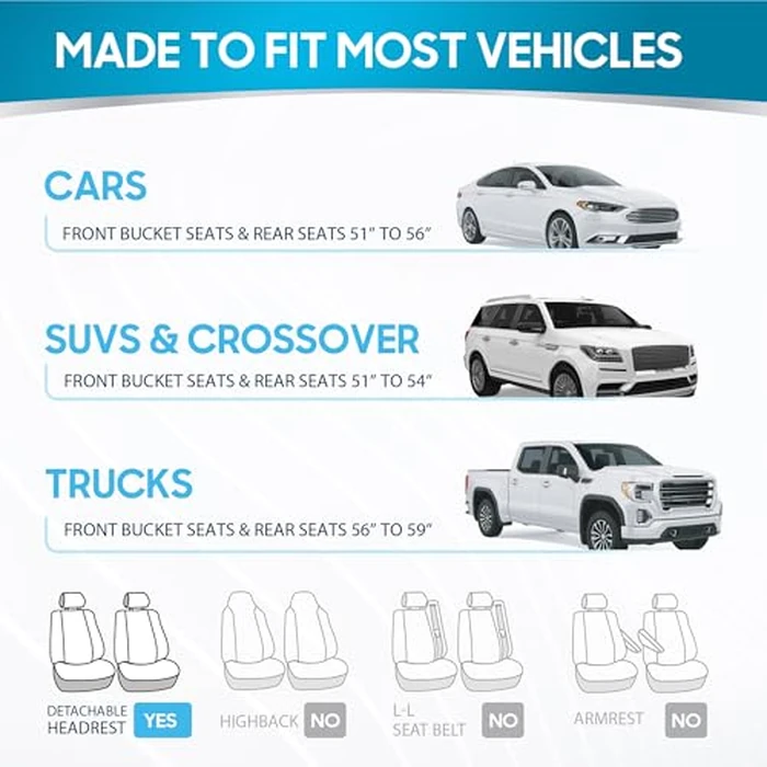 BDK PolyPro Car Seat Covers Full Set in Solid Black, Front and Rear Split Bench Seat Covers for Cars, Easy to Install Car Seats Cover Set and Accessories for Auto Trucks Van SUV - Solid Black by BDK - Image 9