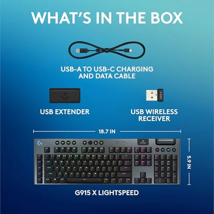 Logitech G915 X Lightspeed Low-Profile Wireless Gaming Keyboard, Double-Shot PBT Keycaps, Fully Programmable Keys, RGB Backlighting, Sleek Aluminum Finishing, GL Brown Tactile Switches-PC/Mac - Black by Logitech G - Image 9