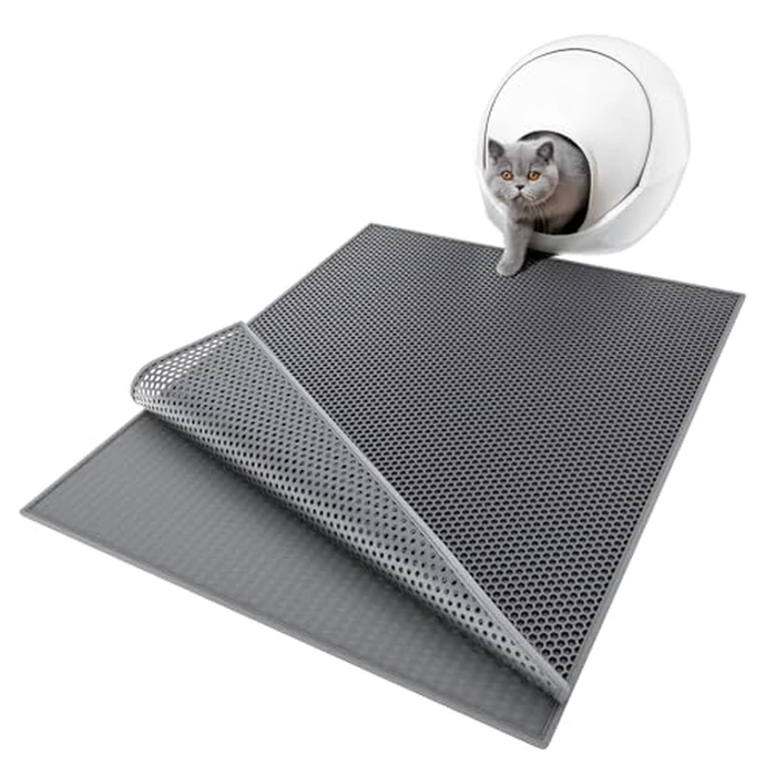 ESTHELLO Cat Litter Mat Large, Cat Litter Trapping Mat, Honeycomb Double Layer Design, Easy to Clean,Washable (36’’ x 30’’ Gray) by ESTHELLO - Used - Very Good condition