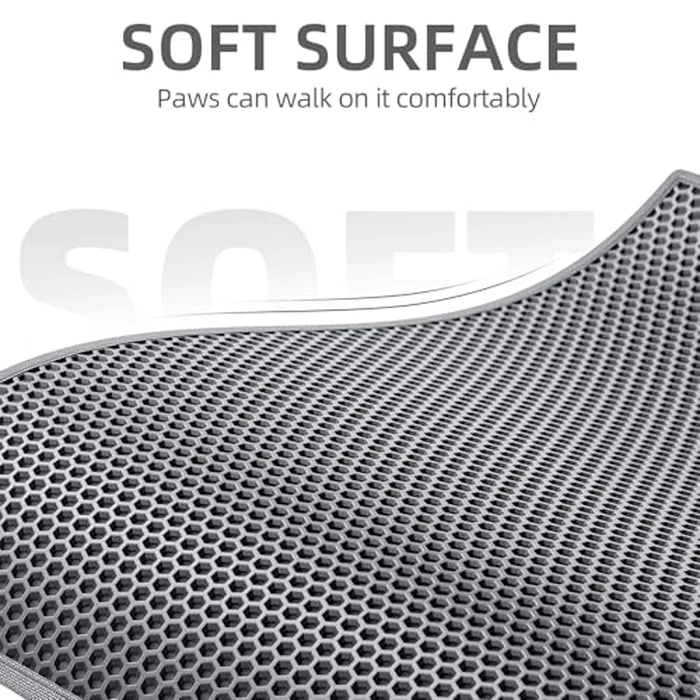 ESTHELLO Cat Litter Mat Large, Cat Litter Trapping Mat, Honeycomb Double Layer Design, Easy to Clean,Washable (36’’ x 30’’ Gray) by ESTHELLO - Image 3