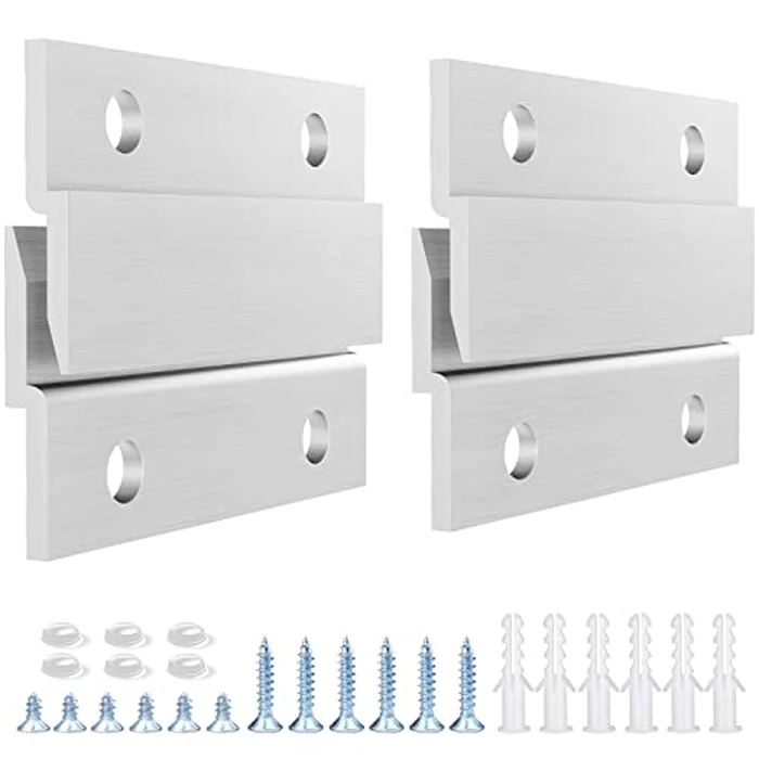 French Cleat Picture Hanger, Aluminum Z Hanger Interlocking Wall Mounting Bracket Hardware Kit Z Clips for Hanging Wall Painting, Mirrors, Panels, Artwork, Cabinet, Whiteboard (2inch-6Pairs) by CFOFT - Used - Like New condition - US$14.74