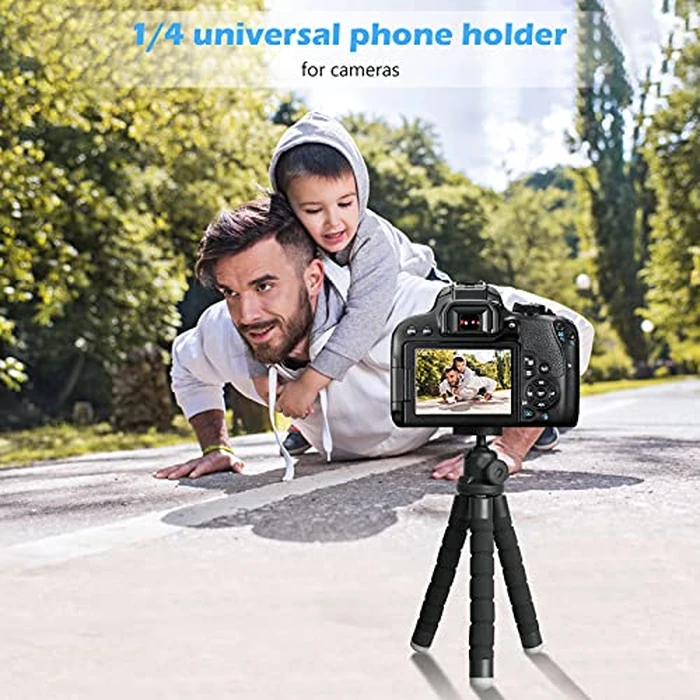 UBeesize Phone Tripod, Portable and Flexible Tripod with Wireless Remote and Universal Clip, Compatible with All Cell Phones/Cameras, Cell Phone Tripod Stand for Video Recording (Black) by UBeesize - Image 3