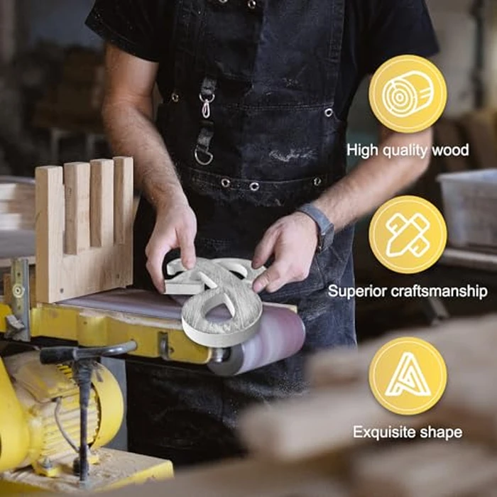 WOODOUNAI 8 Inch Wood Letters Unfinished Rustic Wood Letters for Wall Decor Decorative Standing Letters Slices Sign Board Decoration for Craft Home Party Projects (L) by woodounai - Image 3