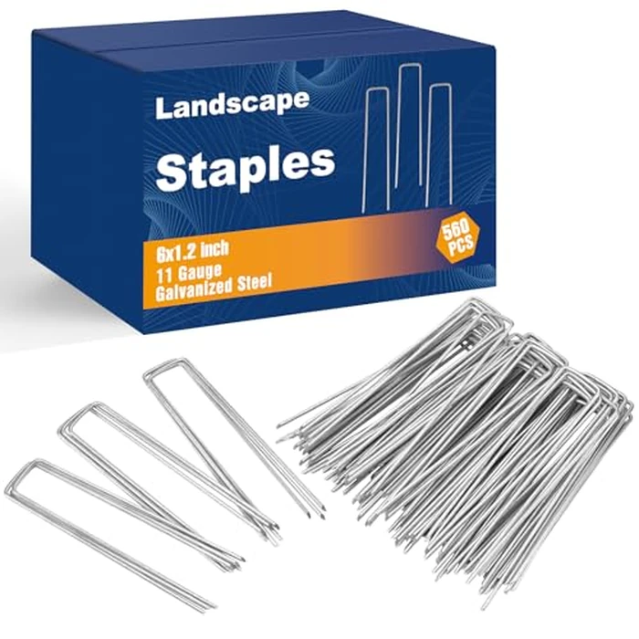 Whonline 560pcs 6 Inch Landscape Staples, Garden Staples Galvanized 11 Gauge U-Shaped Landscape Pins Ground Garden Fence Stakes Tent Yard Lawn Staples for Landscaping Fabric Irrigation Tubing by Whonline - Image 1