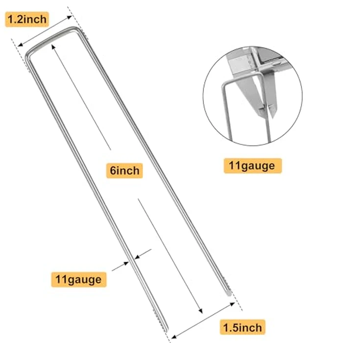 Whonline 560pcs 6 Inch Landscape Staples, Garden Staples Galvanized 11 Gauge U-Shaped Landscape Pins Ground Garden Fence Stakes Tent Yard Lawn Staples for Landscaping Fabric Irrigation Tubing by Whonline - Image 2