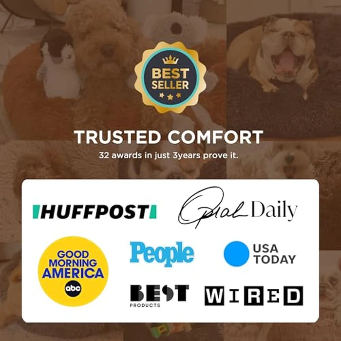 Bedsure Calming Dog Bed for Small Dogs - Donut Washable Small Puppy Bed, 23 inches Anti-Slip Round Fluffy Plush Faux Fur Large Cat Bed, Fits up to 25 lbs Pets, Camel by Bedsure - Image 6