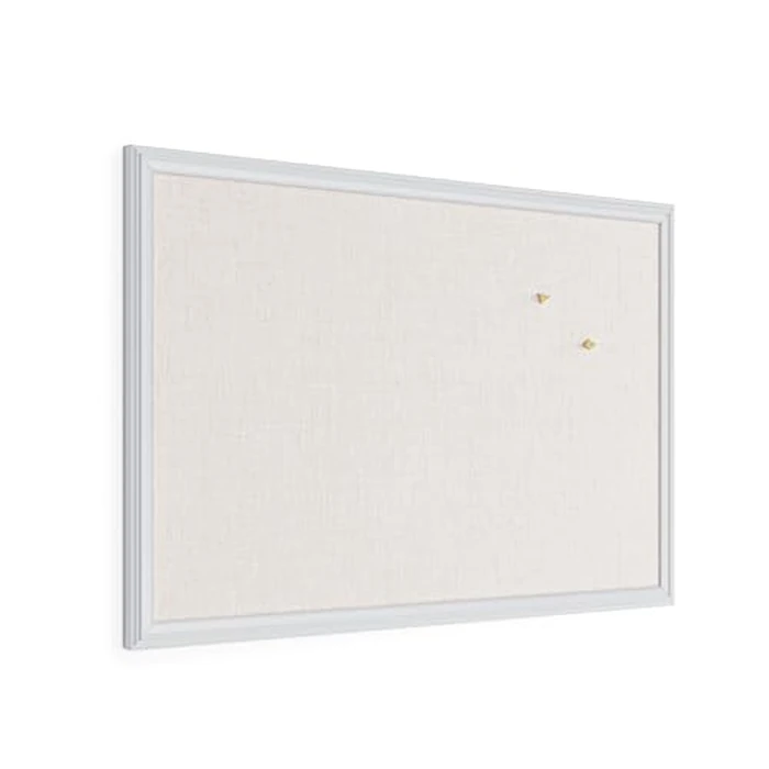 U Brands Farmhouse Linen Bulletin Board, 30" x 20", White Wood Frame, Wall Mounted Pin Board for Home Office, Classroom & Kitchen, Includes Push Pins by U Brands - Used - Acceptable condition - US$20.62