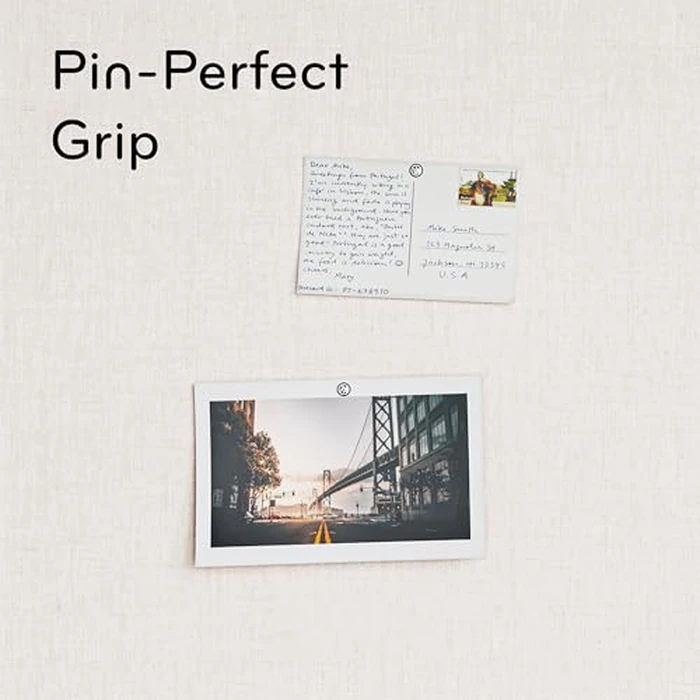 U Brands Farmhouse Linen Bulletin Board, 30" x 20", White Wood Frame, Wall Mounted Pin Board for Home Office, Classroom & Kitchen, Includes Push Pins by U Brands - Image 3