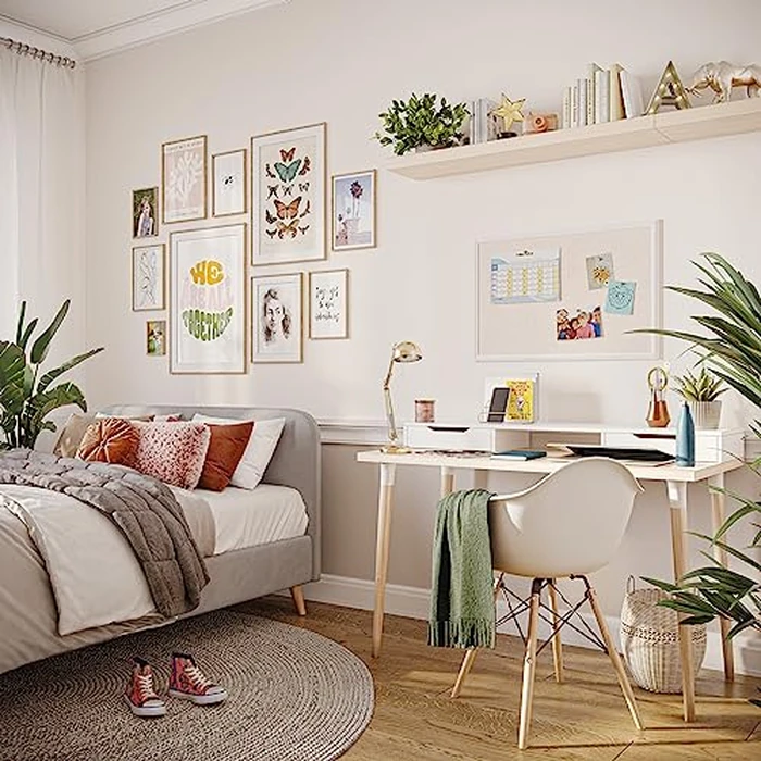 U Brands Farmhouse Linen Bulletin Board, 30" x 20", White Wood Frame, Wall Mounted Pin Board for Home Office, Classroom & Kitchen, Includes Push Pins by U Brands - Image 6