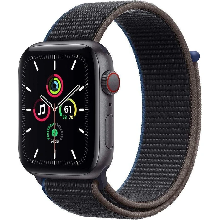 Apple Watch SE 1st Gen (2020) (Cellular + GPS) - 32GB - 44mm - Space Grey Aluminum Case with Charcoal Rubber Sport Loop Band by Apple - Image 1