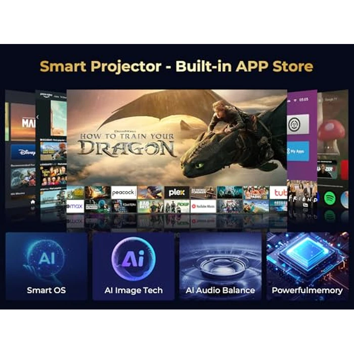 GooDee 4K Smart Projector with 5G WiFi and Bluetooth, Built-in Streaming Apps, Dolby Audio 400" Outdoor Movie Projector for Home Theater, Compatible with TV Stick, iOS, Android by GOODEE - Image 2