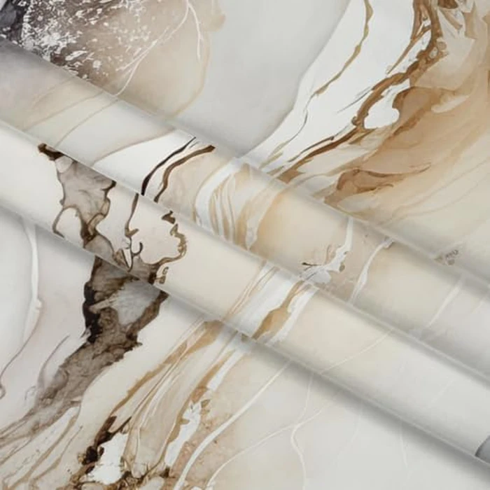 Renaiss Tan Marble Shower Curtain Modern Beige Waterproof Fabric Minimalist Shower Curtains Set Hooks Absract Taupe Ombre Aesthetic Luxury Hotel Bathroom Decorative Shower Curtain 72" W x 72" L by Renaiss - Image 6