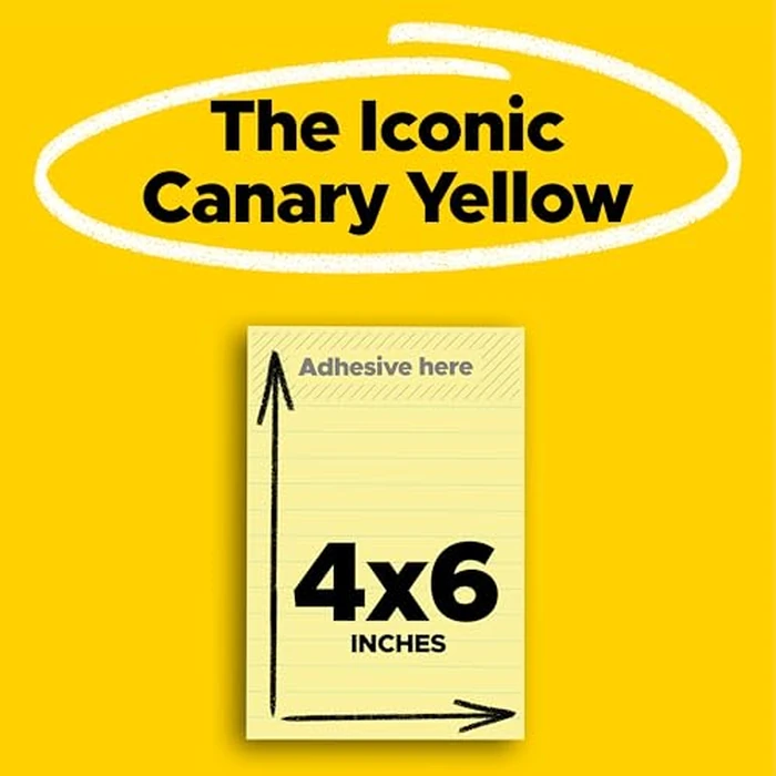 Post-it Notes, 4-Inch x 6-Inch, 10.16 cm x 15.24 cm, Lined, 12 Pack, Canary Yellow (660YEL) by Post-It - Image 2