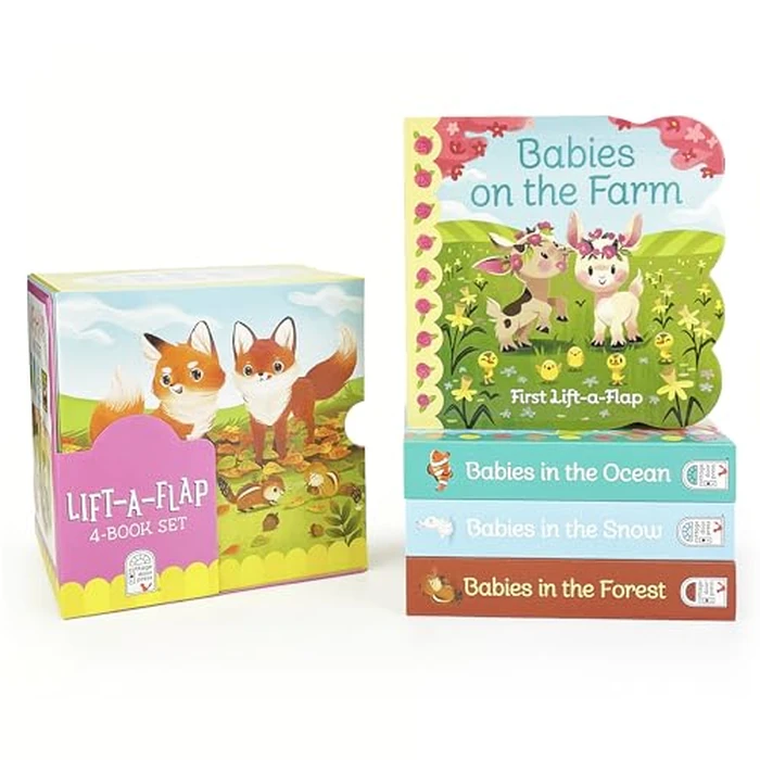 Animal Babies Lift-a-Flap Boxed Gift Set 4-Pack: Babies on the Farm, Babies in the Forest, Babies in the Snow, Babies in the Ocean (Chunky Lift a Flap) by Cottage Door Press - Used - Acceptable condition - US$12.43