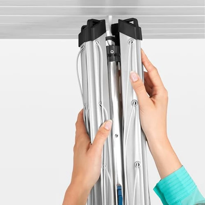 Brabantia Essential Outdoor 3 Arm Clothesline (98 ft/Ø 1.4") Dry Clothes Outside, Spacious Washing Line & Hanger Hooks, Folding Garden Umbrella Clothes Drying Rack + Concrete Ground Tube (Gray) by Brabantia - Image 5