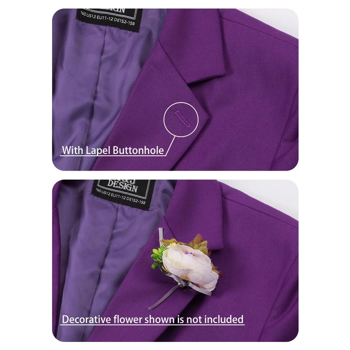 A&J DESIGN Purple Suit for Boys Tuxedo Tux Graduation Ceremony Homecoming Outfit Formal Wedding Mardi Gras Gentleman Size 7 by A&J DESIGN - Image 4