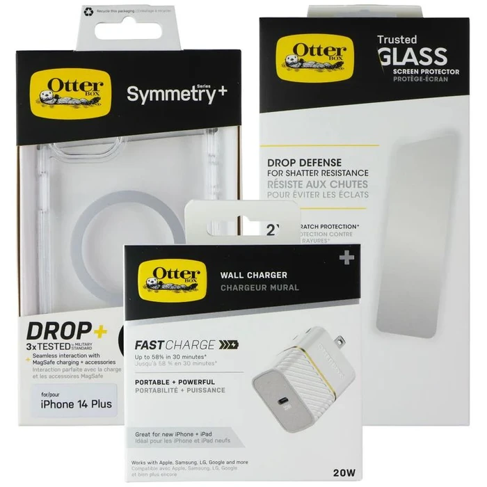 OtterBox Protection + Power Kit Bundle for iPhone 14 Plus - Clear by OtterBox - Refurbished - Brand New condition