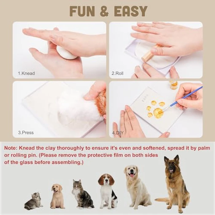 Avont Paw Print Kit with Picture Frame and Imprint Clay, Pawprints Impression Keepsake for Dogs Cats, Memorial Desk Display for Pets -Natural by Avont - Image 2