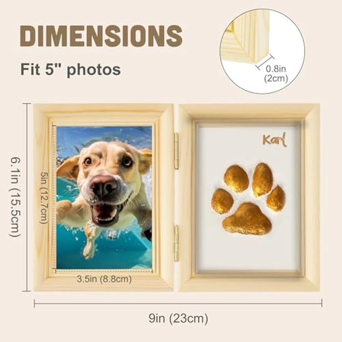 Avont Paw Print Kit with Picture Frame and Imprint Clay, Pawprints Impression Keepsake for Dogs Cats, Memorial Desk Display for Pets -Natural by Avont - Image 3