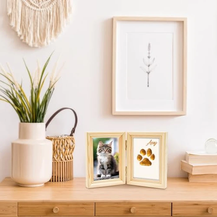 Avont Paw Print Kit with Picture Frame and Imprint Clay, Pawprints Impression Keepsake for Dogs Cats, Memorial Desk Display for Pets -Natural by Avont - Image 4