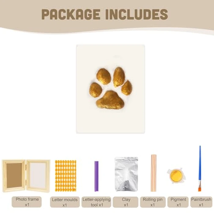 Avont Paw Print Kit with Picture Frame and Imprint Clay, Pawprints Impression Keepsake for Dogs Cats, Memorial Desk Display for Pets -Natural by Avont - Image 5