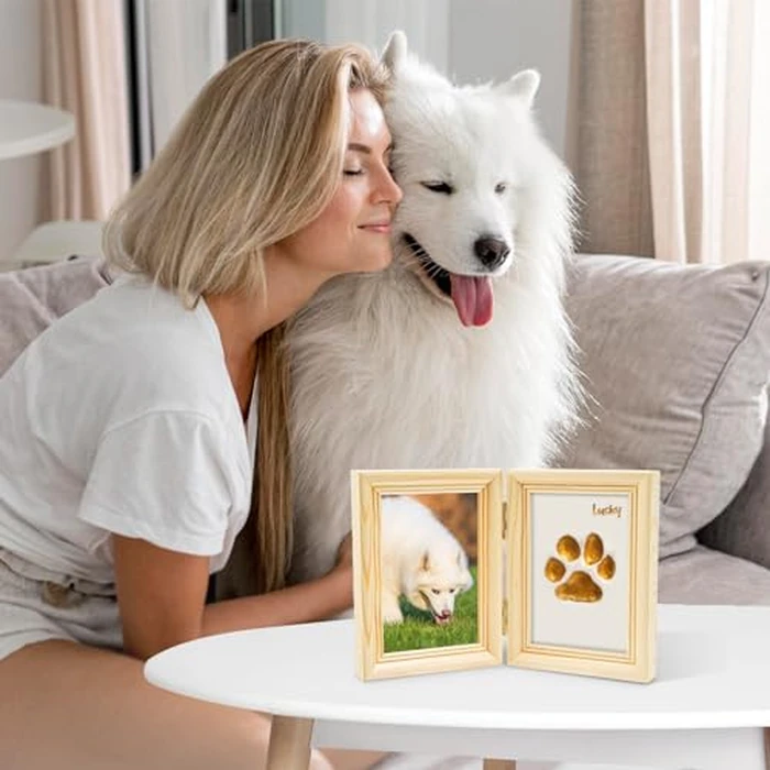 Avont Paw Print Kit with Picture Frame and Imprint Clay, Pawprints Impression Keepsake for Dogs Cats, Memorial Desk Display for Pets -Natural by Avont - Image 6
