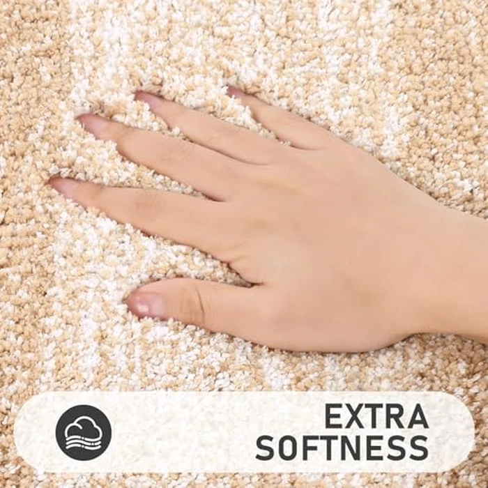 Bsmathom Bathroom Rugs Sets 4 Piece, Soft Absorbent Microfiber Bath Rugs with U-Shaped Contour Toilet Rug and Toilet Lid Cover, Thick Non-Slip Plush Shaggy Bath Mat Set,Beige by Bsmathom - Image 3