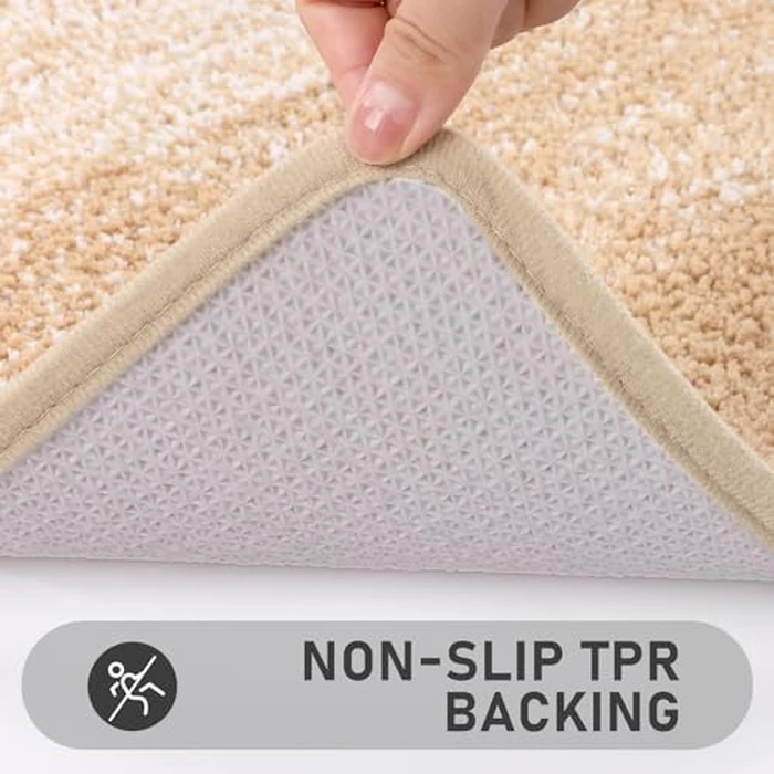 Bsmathom Bathroom Rugs Sets 4 Piece, Soft Absorbent Microfiber Bath Rugs with U-Shaped Contour Toilet Rug and Toilet Lid Cover, Thick Non-Slip Plush Shaggy Bath Mat Set,Beige by Bsmathom - Image 5