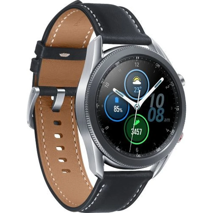 Samsung Galaxy Watch3 (Bluetooth + LTE) - 8GB - 45mm - Mystic Silver Stainless Steel Case with Black Leather Leather Strap by Samsung - Image 3