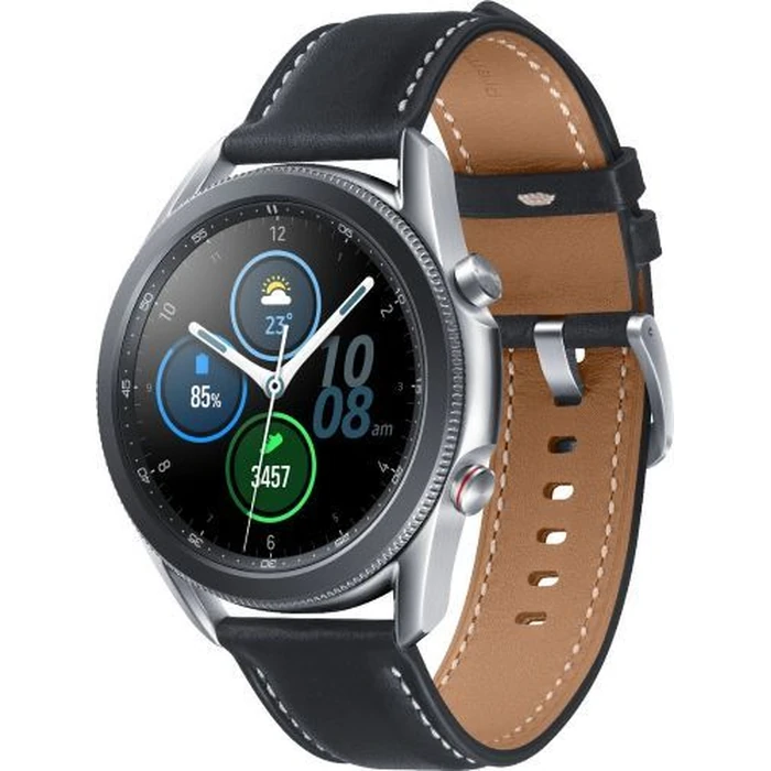 Samsung Galaxy Watch3 (Bluetooth + LTE) - 8GB - 45mm - Mystic Silver Stainless Steel Case with Black Leather Leather Strap by Samsung - Image 2