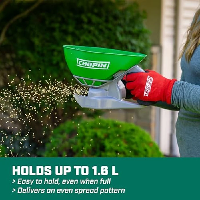 Chapin 8706G Spreader, Lawn and Garden, TurfPro, Hand Crank, Lightweight, Portable, Poly Scoop, Thumb Control Gate, 3 Settings, Ideal for Small Spaces, 15 Setting Gate, Fertilizer and Seeds, 0.3 Gal by Chapin International - Image 2