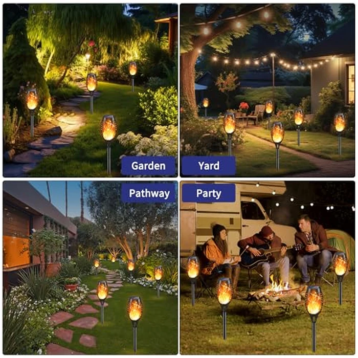 KYEKIO Solar Lights for Outside, 16Pack Solar Flame Torch Light, Garden Light Outdoor Waterproof, Halloween Lights Outdoor for Yard Decor, Halloween Outdoor Decorations Lawn Pathway Patio Lighting Art by KYEKIO - Image 2