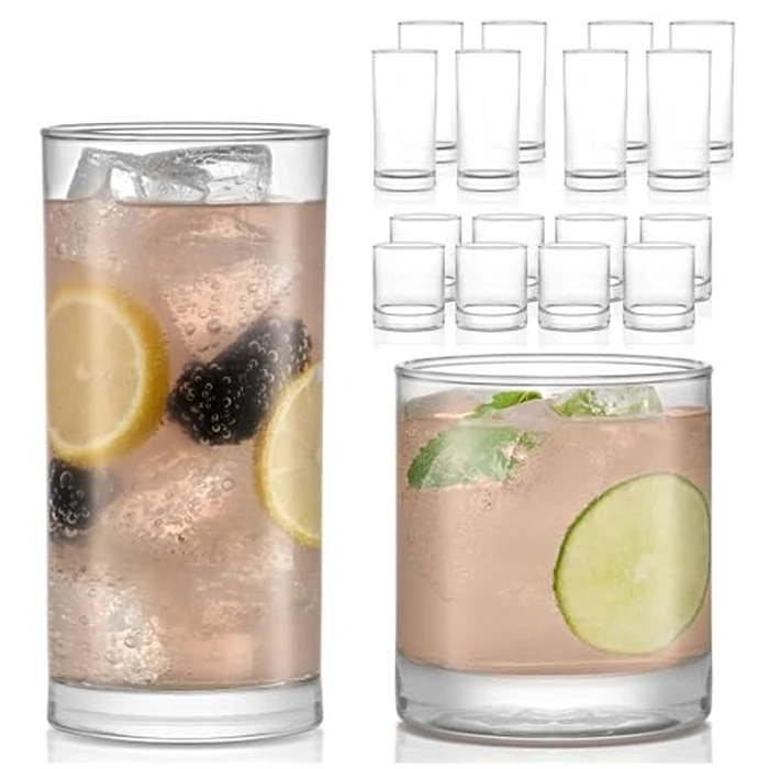 Libbey Province Tumbler and Rocks Glass Set, Elegant Drinkware Glasses Set, Dishwasher Safe Drinking Glasses Set of 16 by Libbey - Image 1