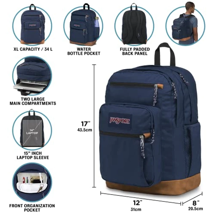 JanSport Cool Backpack with 38.1cm Laptop Sleeve, Large Computer Bag Rucksack with 2 Compartments, Ergonomic Straps, Coconut by JANSPORT - Image 1