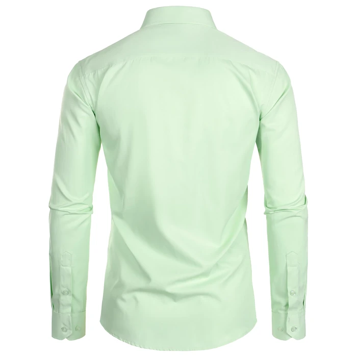 ZEROYAA Men's Long Sleeve Dress Shirt Solid Slim Fit Casual Business Formal Button Up Shirts with Pocket Mint Green S by ZEROYAA - Image 2