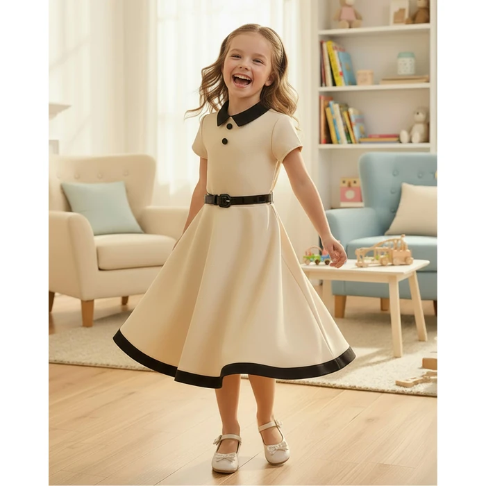 BlackButterfly Kids 'Lucy' Vintage Clarity 50's Girls Dress (Champagne, 7-8 YRS) by BlackButterfly - Image 6