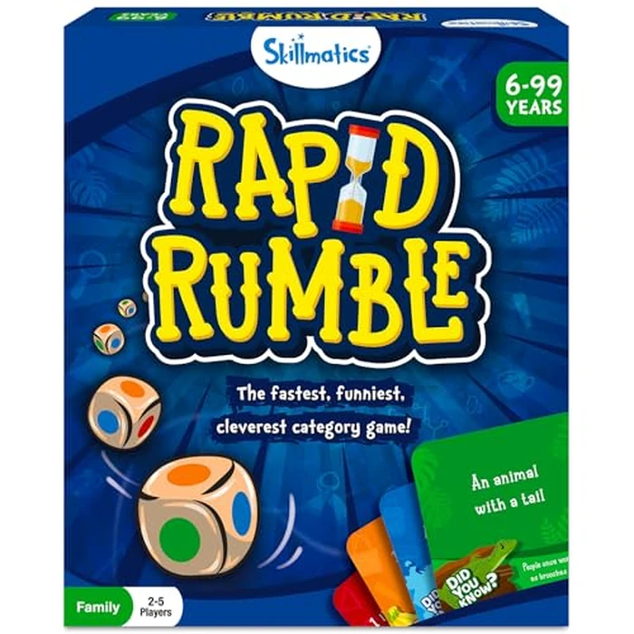 Skillmatics Rapid Rumble - Fast-Paced Board Game for Kids, Teens & Adults, Fun for Family Game Night & Educational Toy, Quick-Thinking Card Game, Gift for Ages 6, 7, 8, 9 & Up by Skillmatics - Used - Like New condition - US$18.97