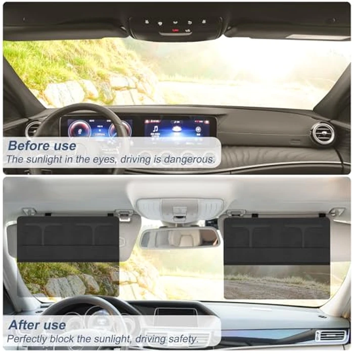 NAZZO Car Visor Extender Sun Blocker, Polarized Sunvisor Extension with Removable Magnetic PC Lens, Anti Glare Car Visor Extended for Safe Driving, Universal for SUV, Family Automotive, Black by NAZZO - Image 3