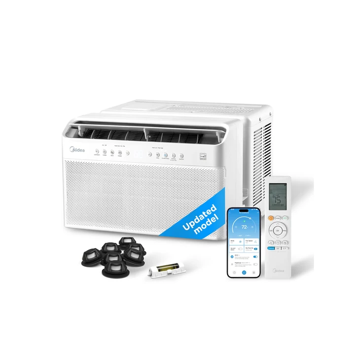 Midea 8,000 BTU U Shaped Smart Inverter Window Air Conditioner - Cools 350 Sq Ft, Ultra Quiet with Open Window Flexibility - Alexa/Google Assistant Compatible - 37% Energy Savings, Remote (Updated) by Midea - Used - Very Good condition - US$322.17