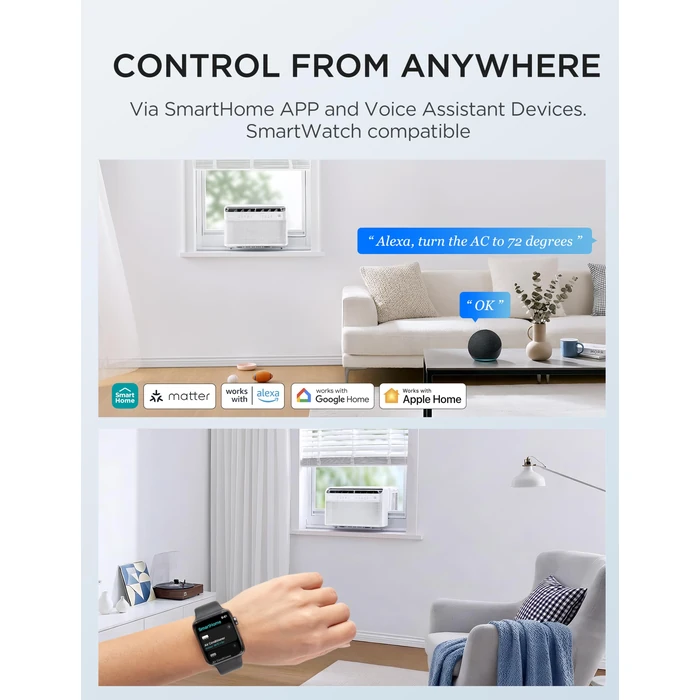 Midea 8,000 BTU U Shaped Smart Inverter Window Air Conditioner - Cools 350 Sq Ft, Ultra Quiet with Open Window Flexibility - Alexa/Google Assistant Compatible - 37% Energy Savings, Remote (Updated) by Midea - Image 5