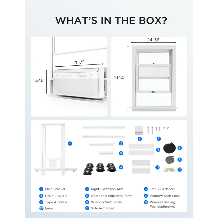 Midea 8,000 BTU U Shaped Smart Inverter Window Air Conditioner - Cools 350 Sq Ft, Ultra Quiet with Open Window Flexibility - Alexa/Google Assistant Compatible - 37% Energy Savings, Remote (Updated) by Midea - Image 9