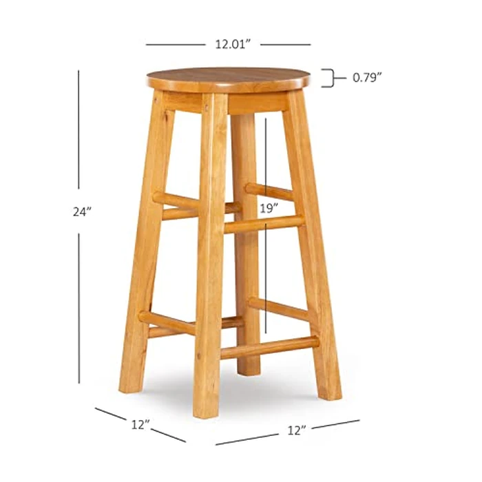 Linon Natural Barstool with Round Seat, 24-Inch by Linon - Image 2