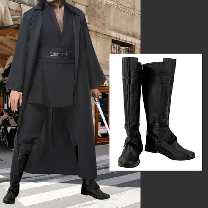 Roeutoo Knight Costume Boots Adult Men Force Knight Medieval Cosplay Black Boots Shoes Halloween Accessories (Black, Adult, Men, 11, Numeric, US Footwear Size System, Medium) by Roeutoo - Used - Very Good condition - US$33.61